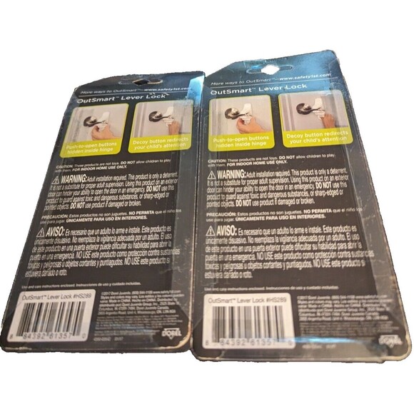 Safety 1st Baby/Kids Home Safety Childproof Outsmart Lever Handle Lock 2pk - Picture 3 of 4